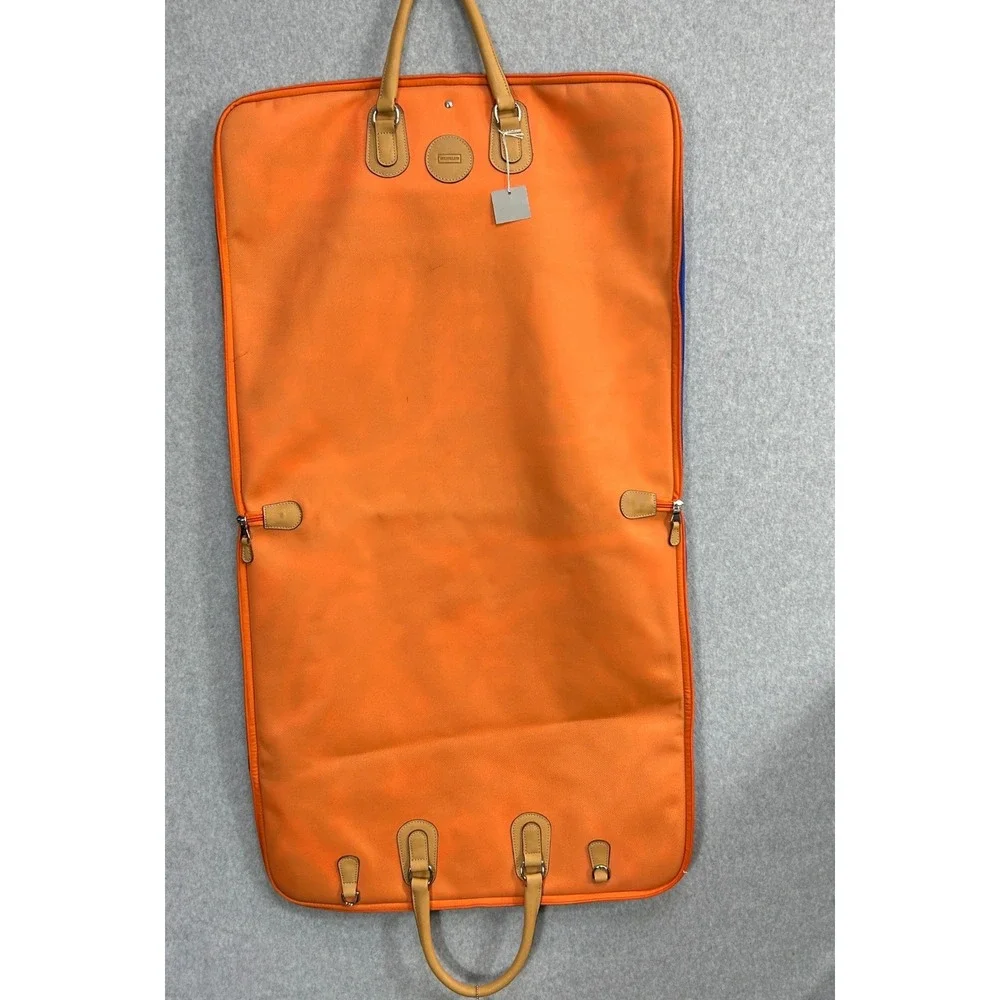 Mulholland Garment Bag Blue Orange Leather Trim Travel Suit Carrier Unisex OS‎